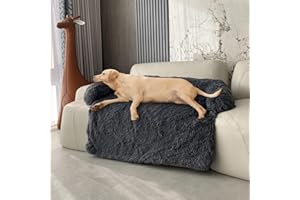 UCCY Calming Dog Beds for Extra Large Dogs Fluffy Plush Couch Cover for Dogs with Removable Washable Cover for Furniture Protector(XL, Dark Grey)