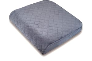 COMFORTANZA Large 19"x17"x3.25" Memory Foam Seat Cushion with Cooling Effect, Washable Cover and Non-Slip Base for Office Chairs, Wheelchairs, Recliners, Cars - Back Pain Relief - Medium-Firm - Gray