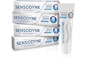 Sensodyne Repair and Protect Whitening Toothpaste, Toothpaste for Sensitive Teeth and Cavity Prevention, 3.4 oz (Pack of 4)