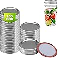 Canning Jar Lids Regular Mouth - 150pcs Mason Jar Canning Lids, Reusable Leak Proof Split-Type Lids with Silicone Seals Rings