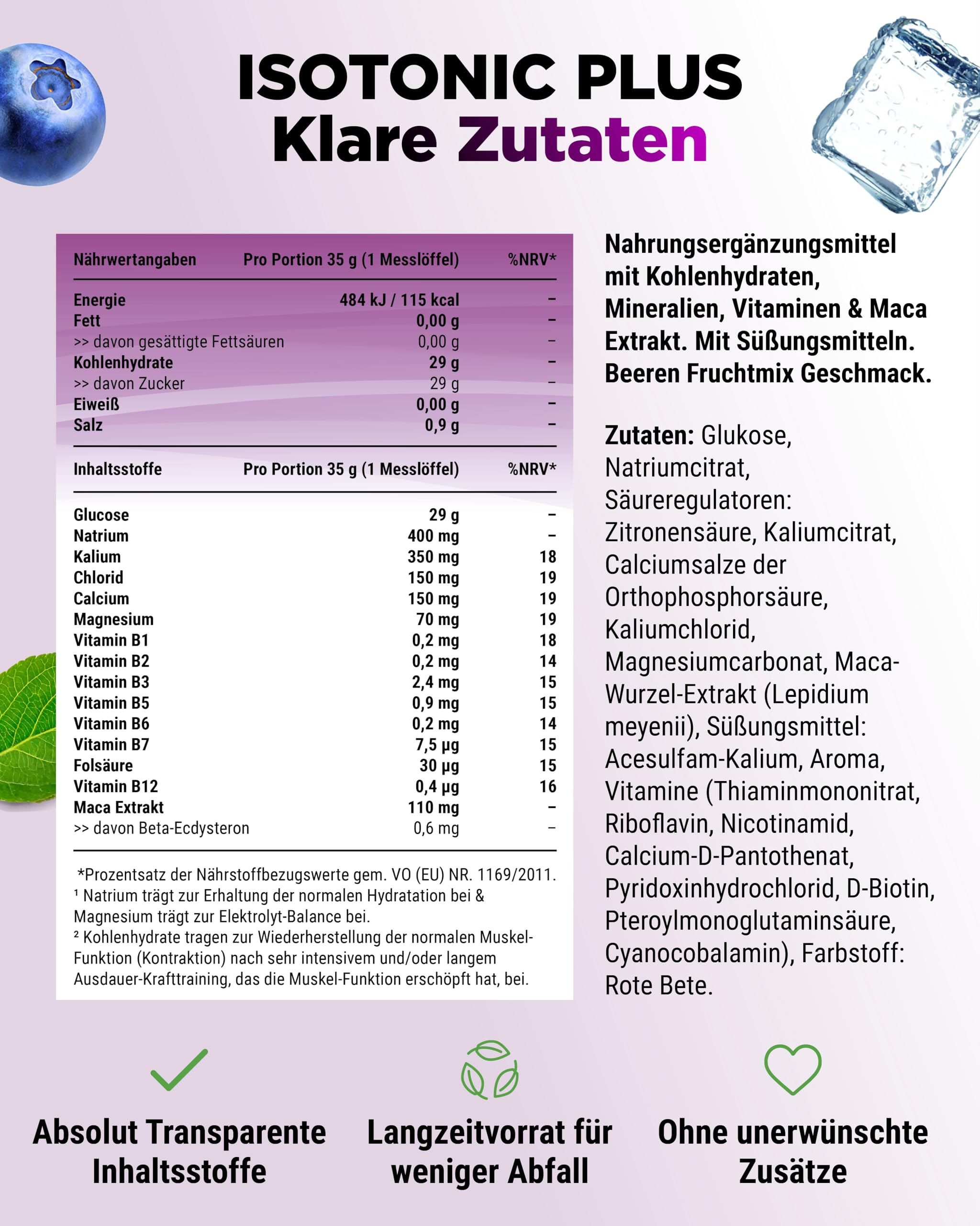 vit4ever Isotonic Plus Drink - 1050 g Isotonisches Getränkepulver – mit Kohlenhydraten, Elektrolyten, Vitaminen und Maca - Hydration & Recovery Formel - vegan (Beeren Fruchtmix) 7