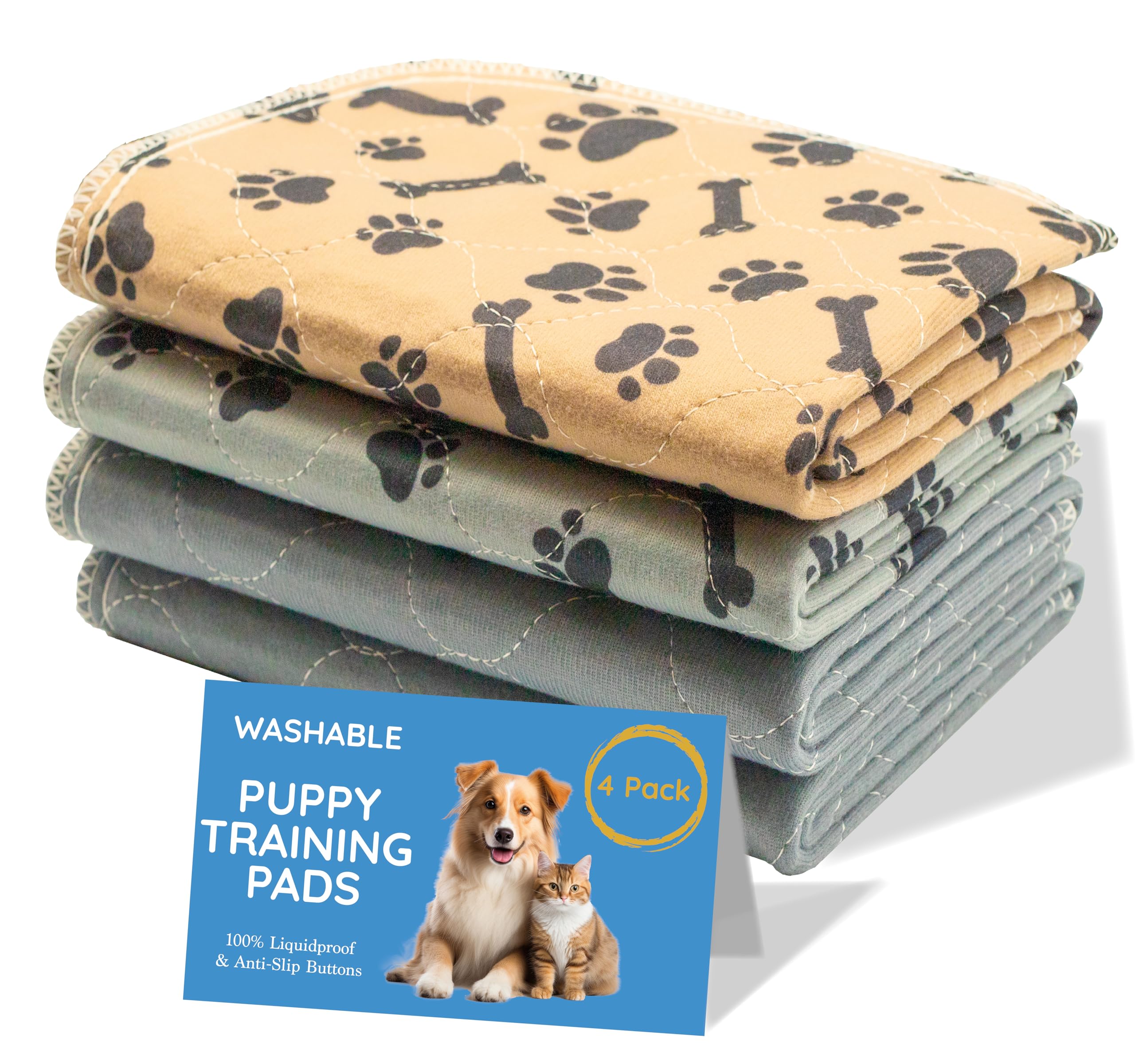 Magnus Creations | Reusable Dog Pee Pads | 5-Layer Washable Puppy Pads | Super Absorbent Waterproof Pet Mats for Home, Car & Travel | Small & Medium Dogs (4-Pack, 60 × 45 cm) — image 1