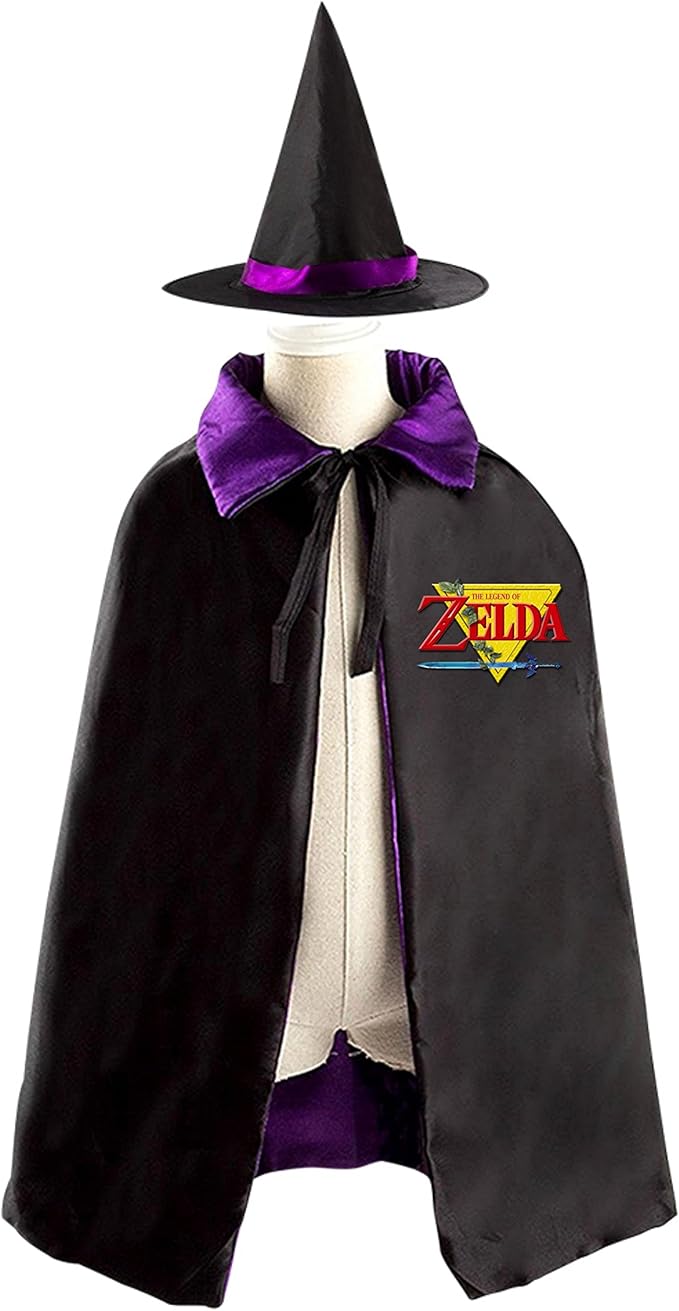 Amazon ゼルダの伝説ロゴウィザードハロウィン魔女子供用ケープ帽子パーティーマント付 One Size パープル ままごと ごっこ遊び 服 ファッション小物