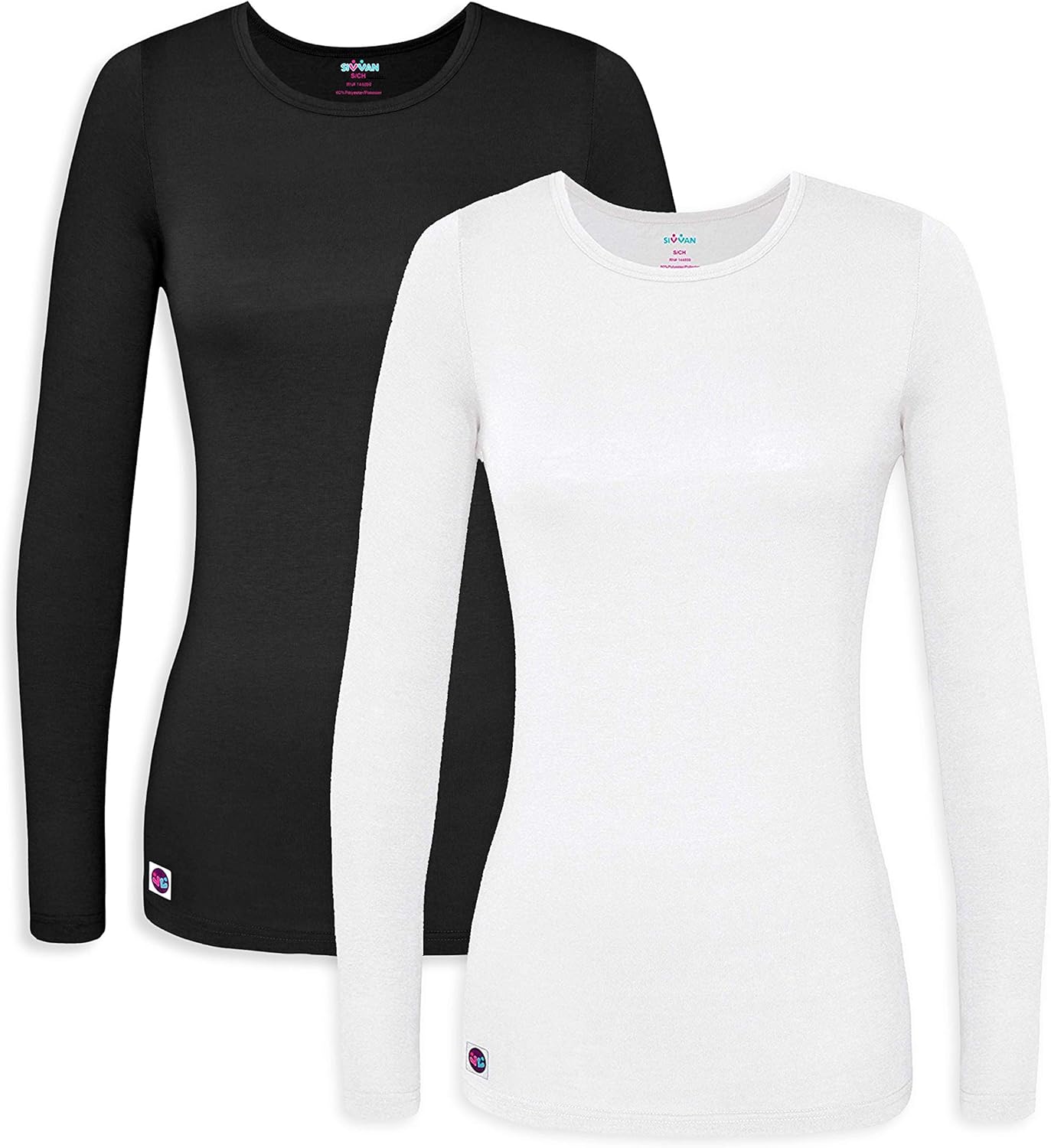 Sivvan 2 Pack Women's Comfort Long Sleeve T-Shirt/Underscrub Tee at  Women’s Clothing store