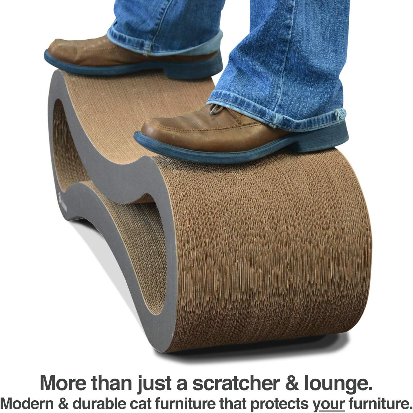 PetFusion Ultimate Cat Scratcher Lounge (Slate Gray). [Superior Cardboard & Construction, Significantly outlasts Cheaper alternatives] : Pet Beds : Pet Supplies