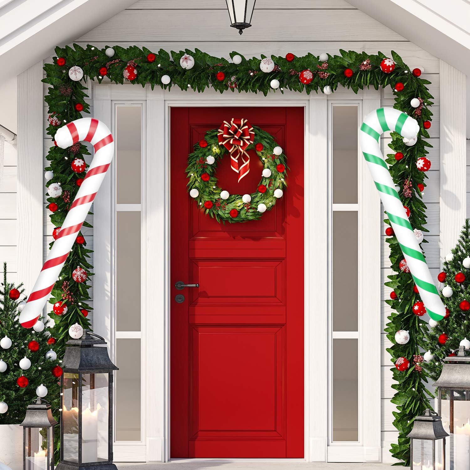 ASTARON 8 Pack 35" Inflatable Christmas Candy Canes for Party Decorations Jumbo Candy Canes for Outdoor Holiday Decorations Christmas Party Supplies - Image 5