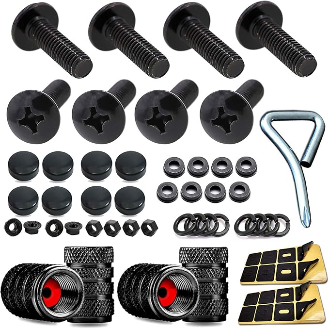 Black License Plate Screws Anti Rust Carbon Steel Plate