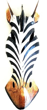 Amazon Com Oma Zebra Mask Wood Carved African Zebra Wall Hanging Safari Decor Toys Games
