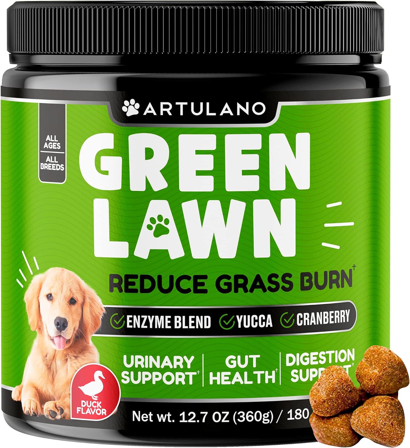 Natural Grass Saver for Dogs - Grass Burn Soft Chews for Lawn Spots Caused by Dog Urine - Dog Chew Treats for Urinary Tract, Bladder, Gut Health with Apple Cider Vinegar, Cranberry, Enzyme Blend