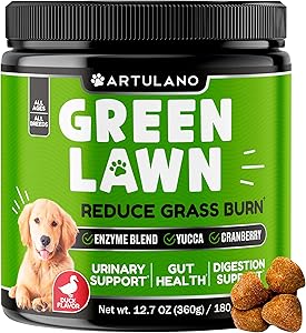 Natural Grass Saver for Dogs - Grass Burn Soft Chews for Lawn Spots Caused by Dog Urine - Dog Chew Treats for Urinary Tract, Bladder, Gut Health with Apple Cider Vinegar, Cranberry, Enzyme Blend