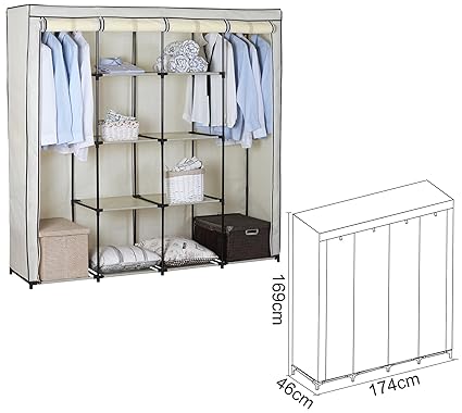 Cupboard Clothes Folding Wardrobe Textile Camping Shelf Storage 3