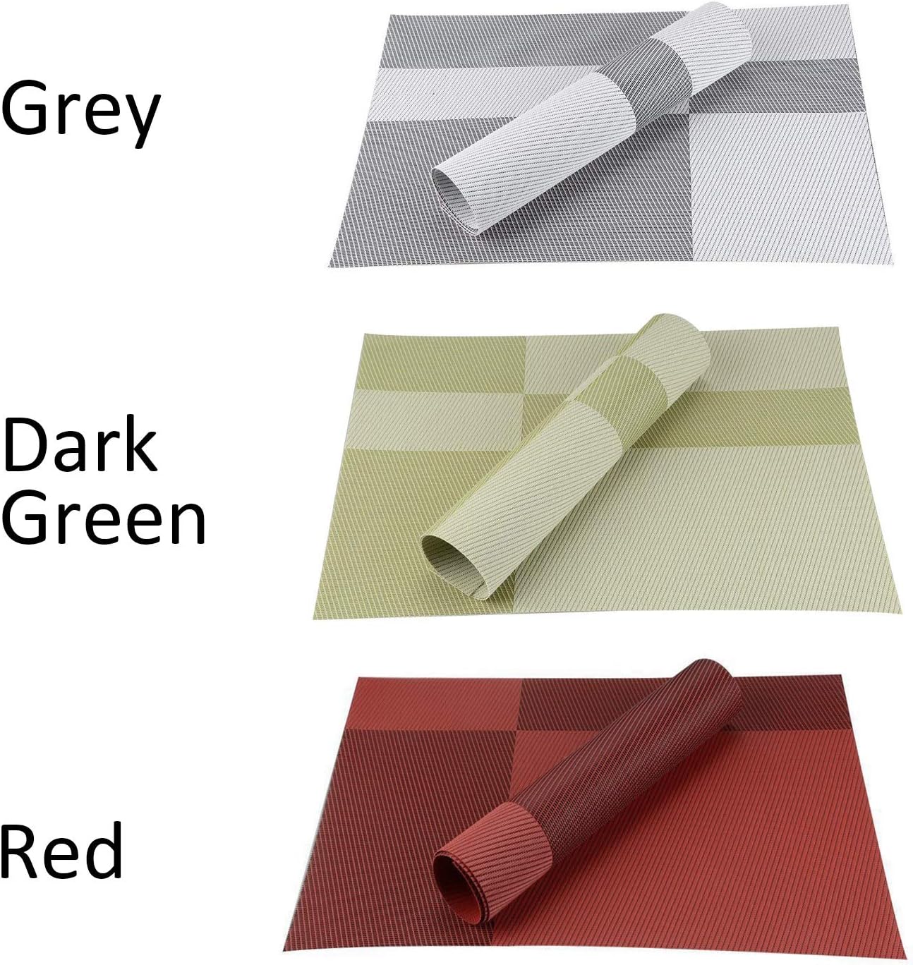 Top Finel Placemats,Plastic Table Mats Set of 8,Heat Resistant Washable Place Mats for Dinner Table,Red: Home & Kitchen