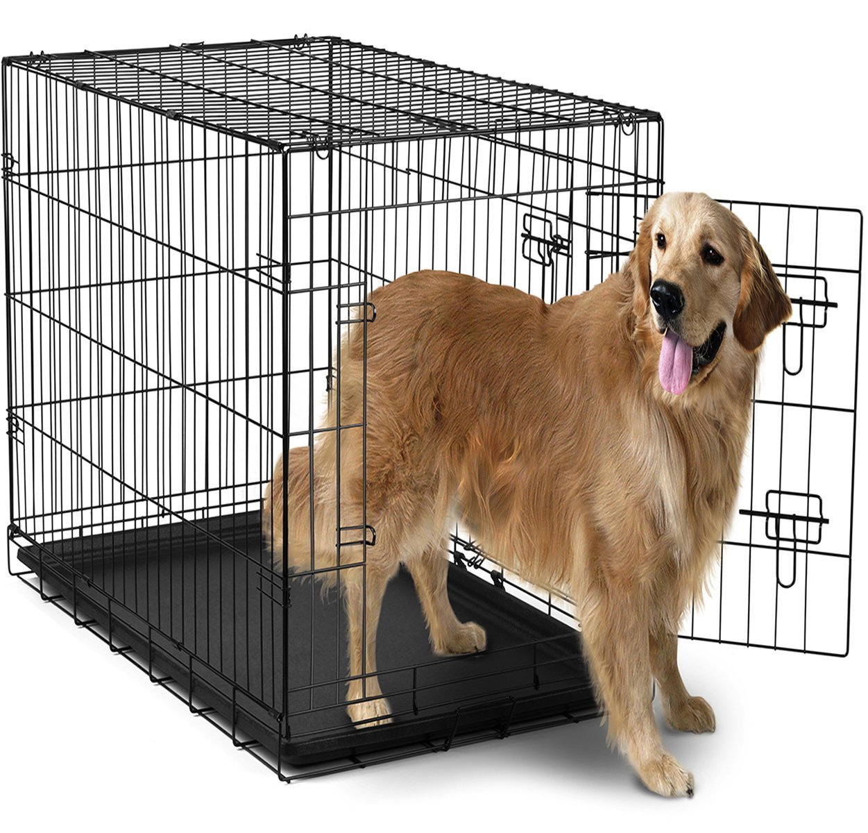 Amazon.com : Paws & Pals 42" XXL Dog Crate, Double-Doors Folding Metal w/  Divider & Tray 42" x 27" x 30" 2016 Newly Designed Model : Pet Supplies