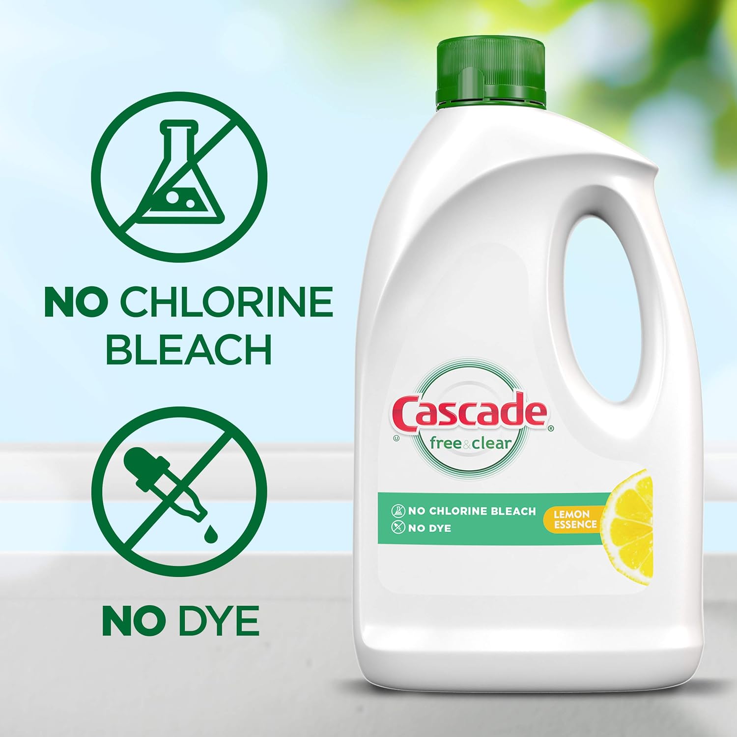 Cascade Free & Clear Gel Dishwasher Detergent Liquid Gel, Lemon Essence, 2 Count (60 fl oz ea): Health & Personal Care