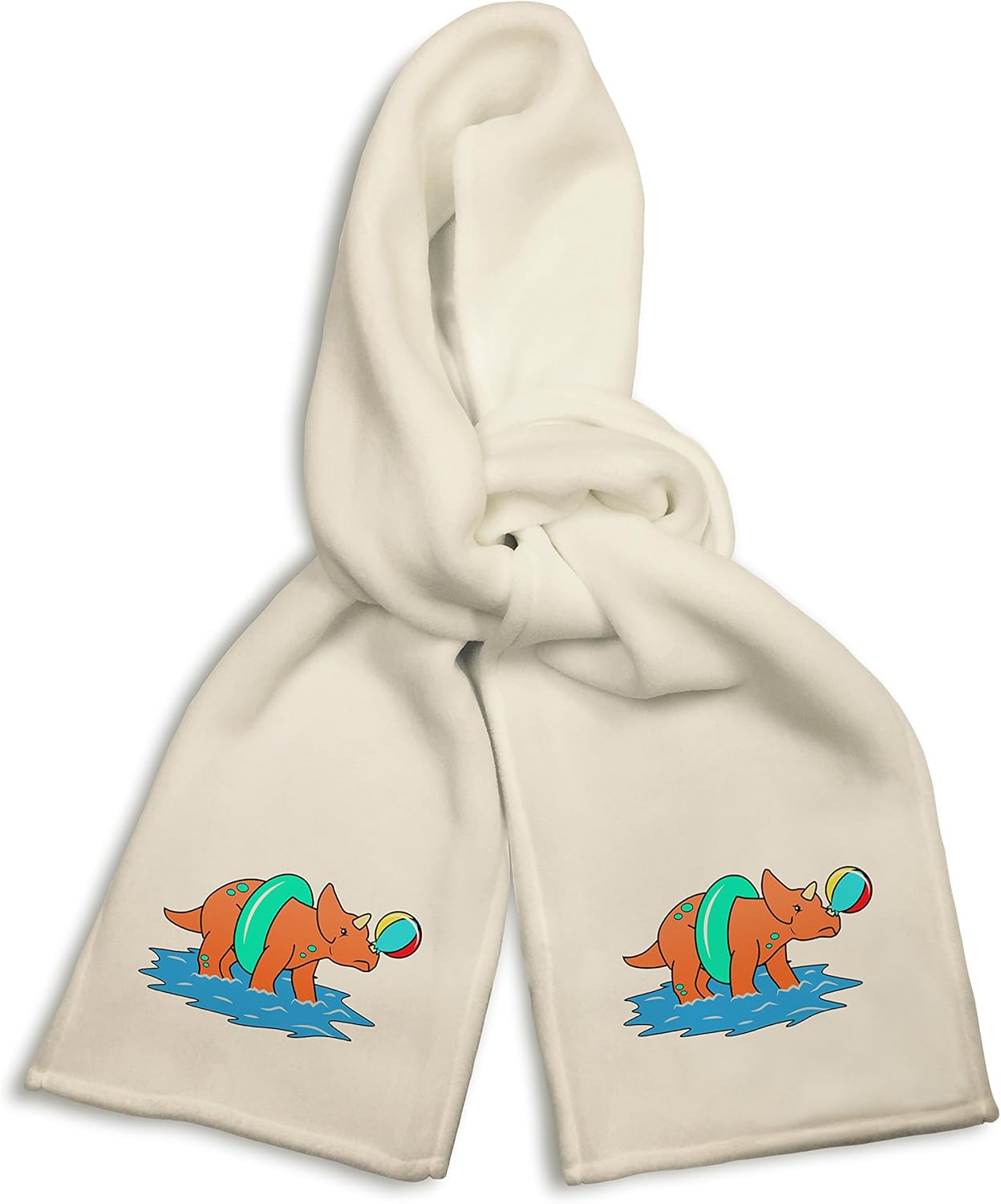 White Winter Scarf - Triceratops Pops Beach Ball and Is Sad Ocean Fun Cute