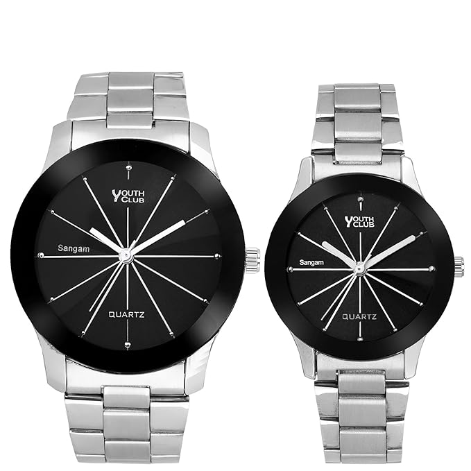 Analogue Black Dial Boys & Girls Couple Watch -Pr707