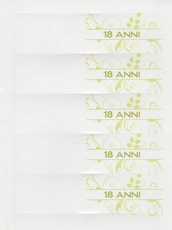20 BIGLIETTINI PER DICIOTTESIMO "18 ANNI" CORNICE CON FIORI E FANTASIA