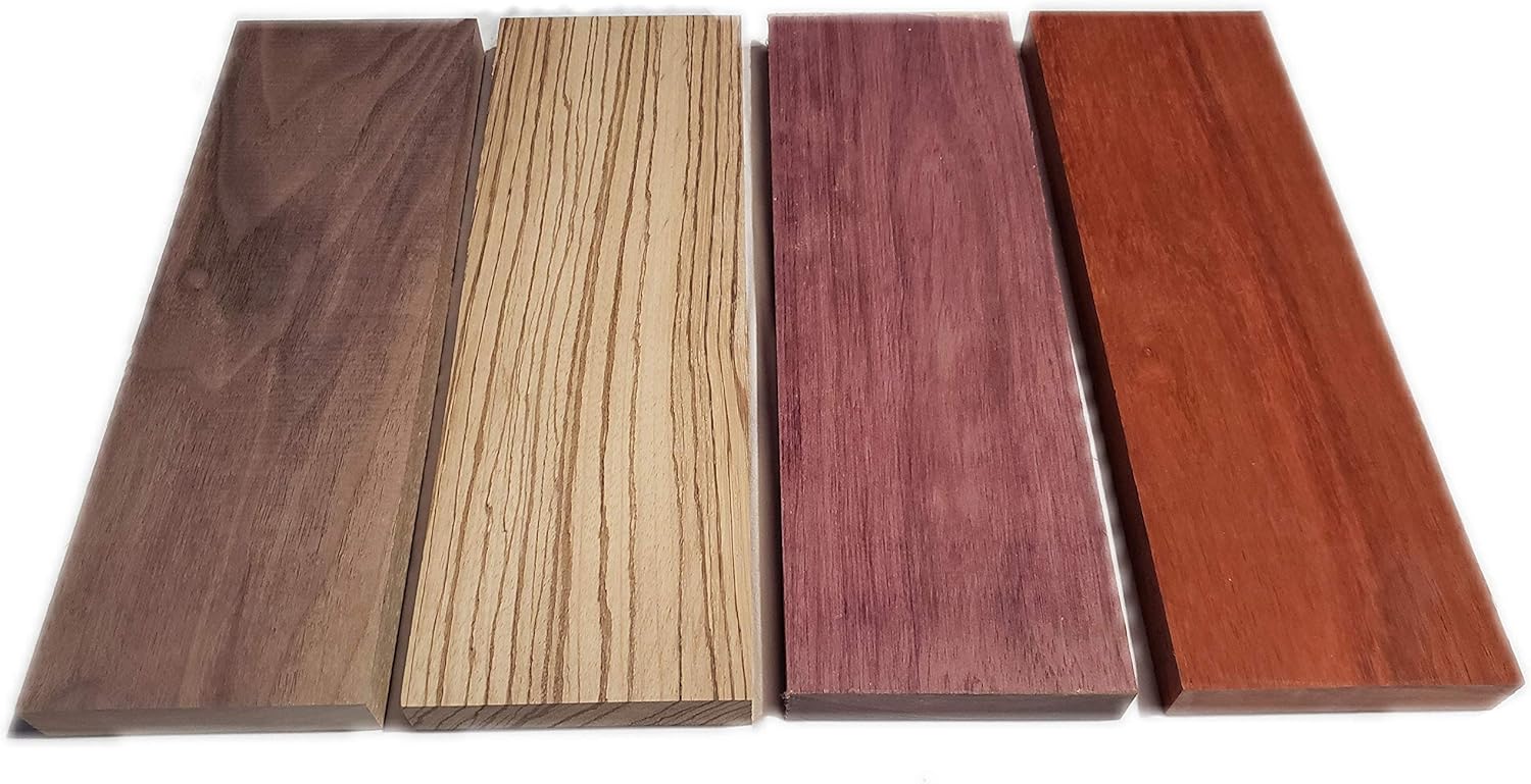 Exotic Hardwood Assortment - Mixed Species Purple Heart, Padauk, Zebrawood, Walnut