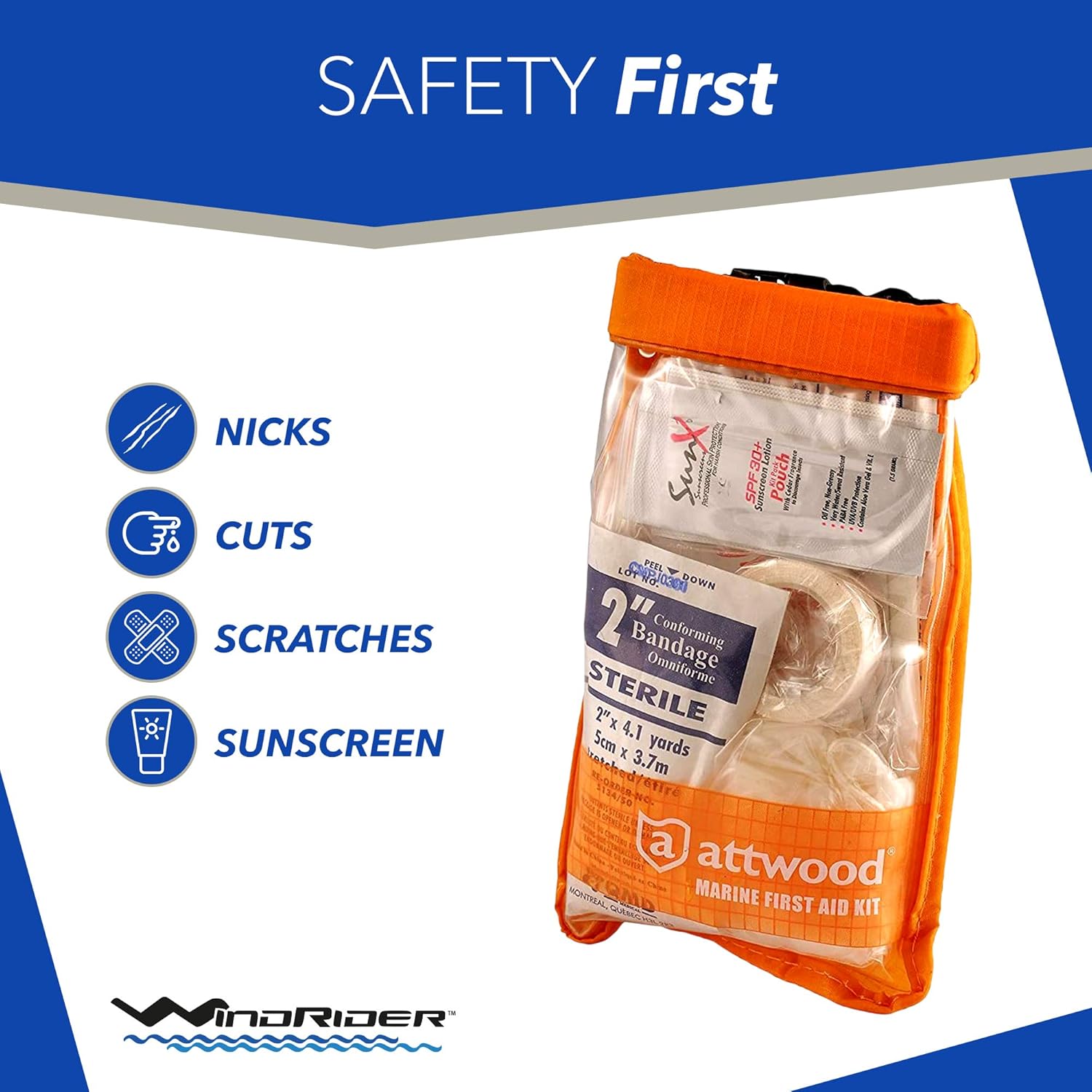 USCG Boating Safety Kit - Electronic Flare - First Aid Kit - Whistle - Multi Tool - Waterproof Case (Plastic): Health & Personal Care