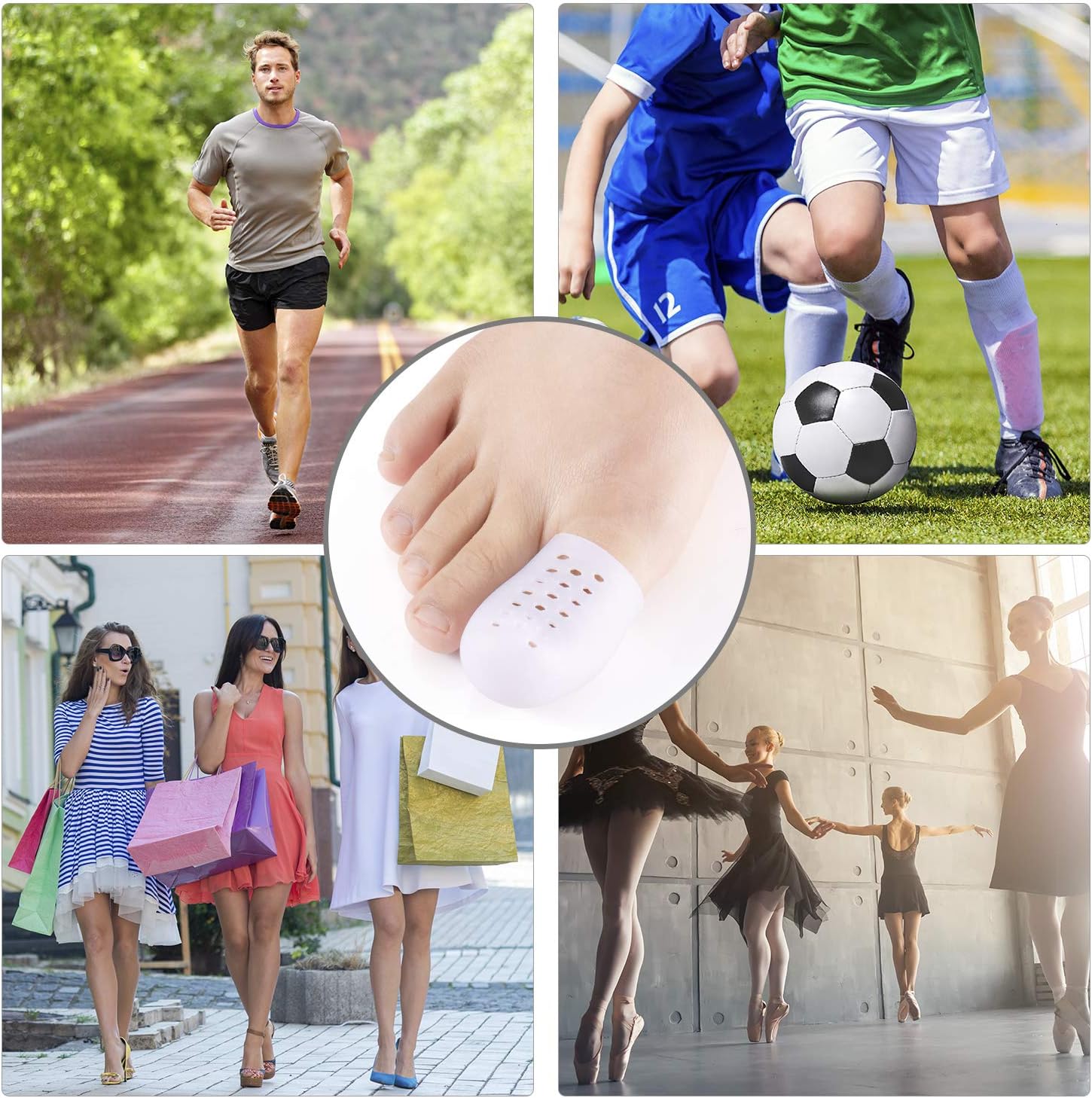 Big Toe Protector, 10PCS Breathable Gel Toe Cap Silicone Toe Cover Sleeves with Holes, Provides Relief from Missing or Ingrown Toenails, Corns, Blisters, Hammer Toes, Reduce Friction: Health & Personal Care