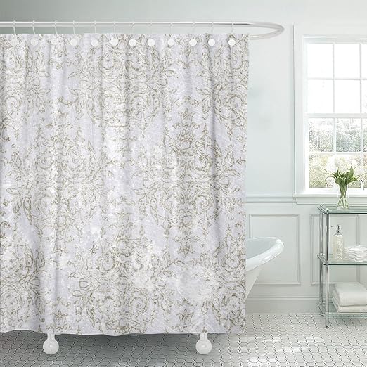 Amazon Com Tompop Shower Curtain Aged Olive Vintage Toile Antique