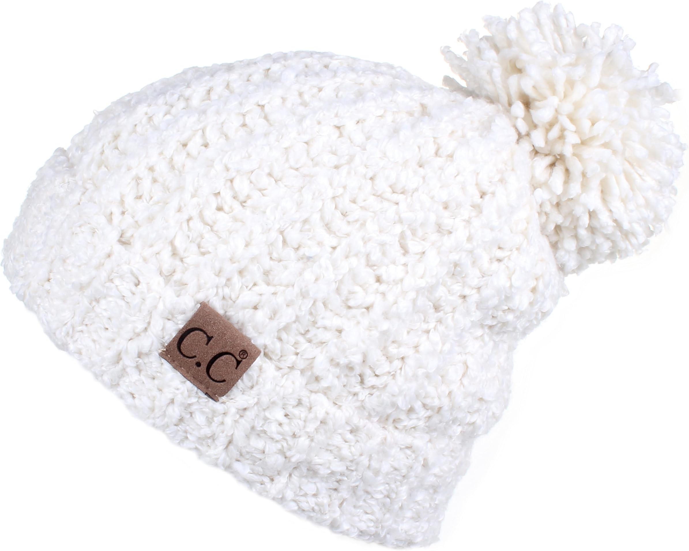 Winter Hat Cable Knitted Large Soft Pom Pom Beanie Hat (HAT-7362)