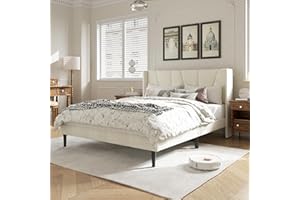 HAOARA Queen Size Bed Frame with Headboard, Velvet Upholstered Platform Bed Frames, Contemporary Mattress Foundation, Noise Free, No Box Spring Needed, Easy Assembly, Beige