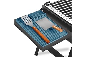 ISSEVE Silicone Griddle Tools Mat for Blackstone, Large Spatula Mat with Drip Pad, Grill BBQ Caddy Utensils Holder for Kitchen, Cooking & Countertop, Griddle Accessories for Blackstone Peacock Blue