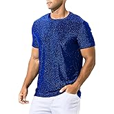 Arjen Kroos Men's Shiny Shirts Short Sleeve Sparkly Disco Rave Hot Tops Nightclub Glitter T-Shirt