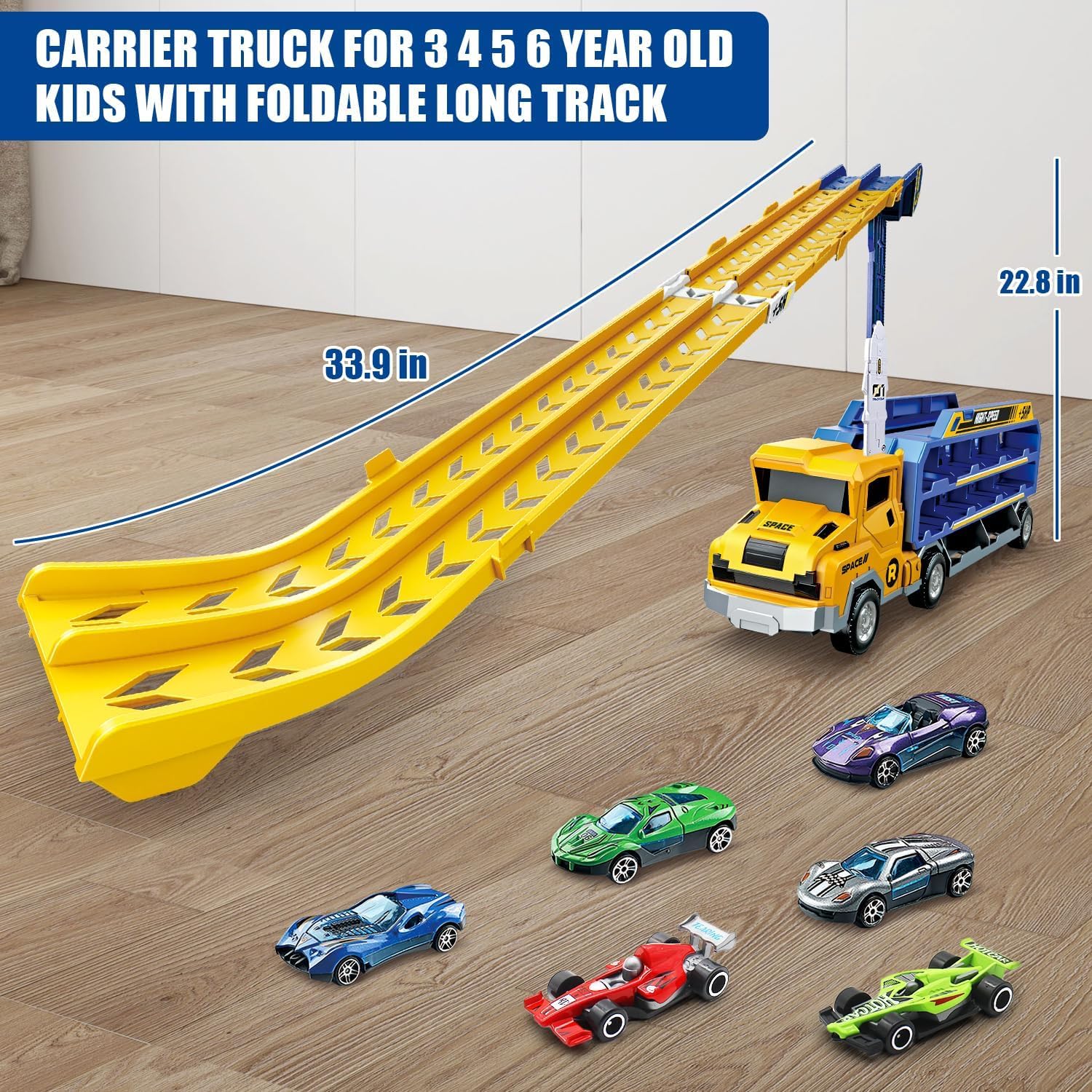 Mua Mostop Carrier Truck Race Track Toy for Kids, Folded Car Race Track ...