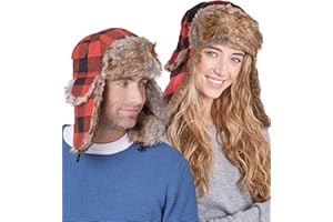 Tough Headwear Winter Trapper Hat - Russian Ushanka Trooper Aviator Hats for Men & Women, Snow Eskimo Hat with Ear Flaps