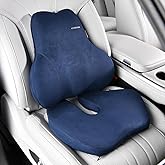Coverado Memory Foam Car Seat Cushion and Lumbar Support Pillow for Car, Ergonomic Office Chair Cushion for Lower Back Pain Relief, Breathable & Non-Slip for Car, Home, and Office Use, Blue