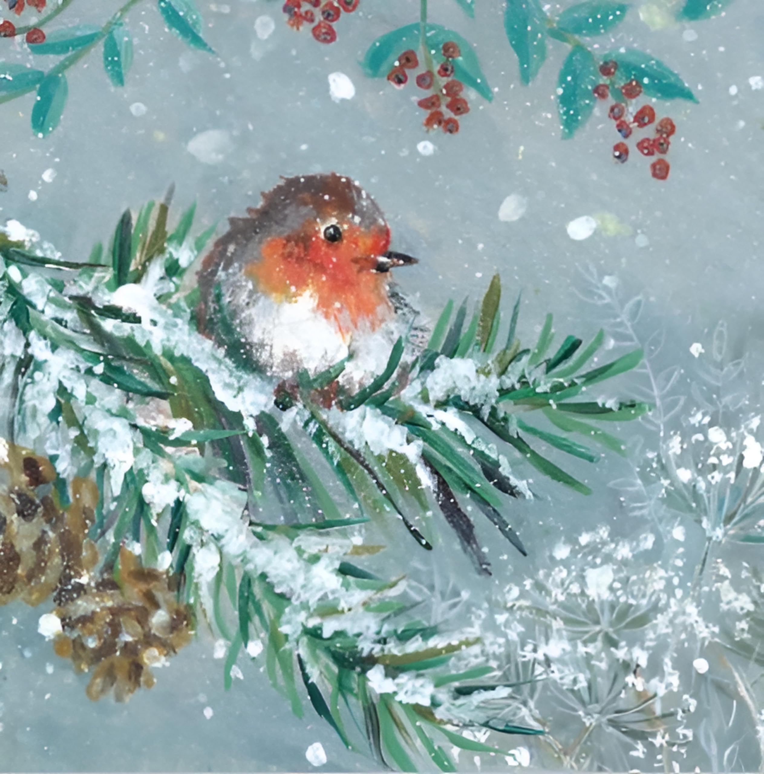 Noel Tatt Charity Christmas Cards Pack of 10 - Charity Christmas Cards with Artistic Snowy Robin Design - Eco-Friendly Xmas Cards Multipack with Envelopes
