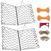 QualyQualy Castable Crab Trap Kit Foldable Crabbing Net w/Rope &amp; Bait Clip | Crab Snare/Pots/Traps For Blue Crabs, Dungeness, Portable Crabbing Equipment