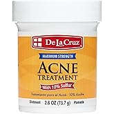 De La Cruz 10% Sulfur Ointment, Cystic Acne Treatment Face, Body 2.6oz jar | Maximum Strength Sulfur Acne Treatment, Helps Clear Pimples, Antibacterial &amp; Anti-inflammatory, Non-Comedogenic, Made in USA