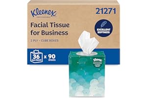 Kleenex Professional Facial Tissue, Bulk (21271), 2-Ply, White, Upright Cube Boxed Format, Designed for Business (90 Tissues/