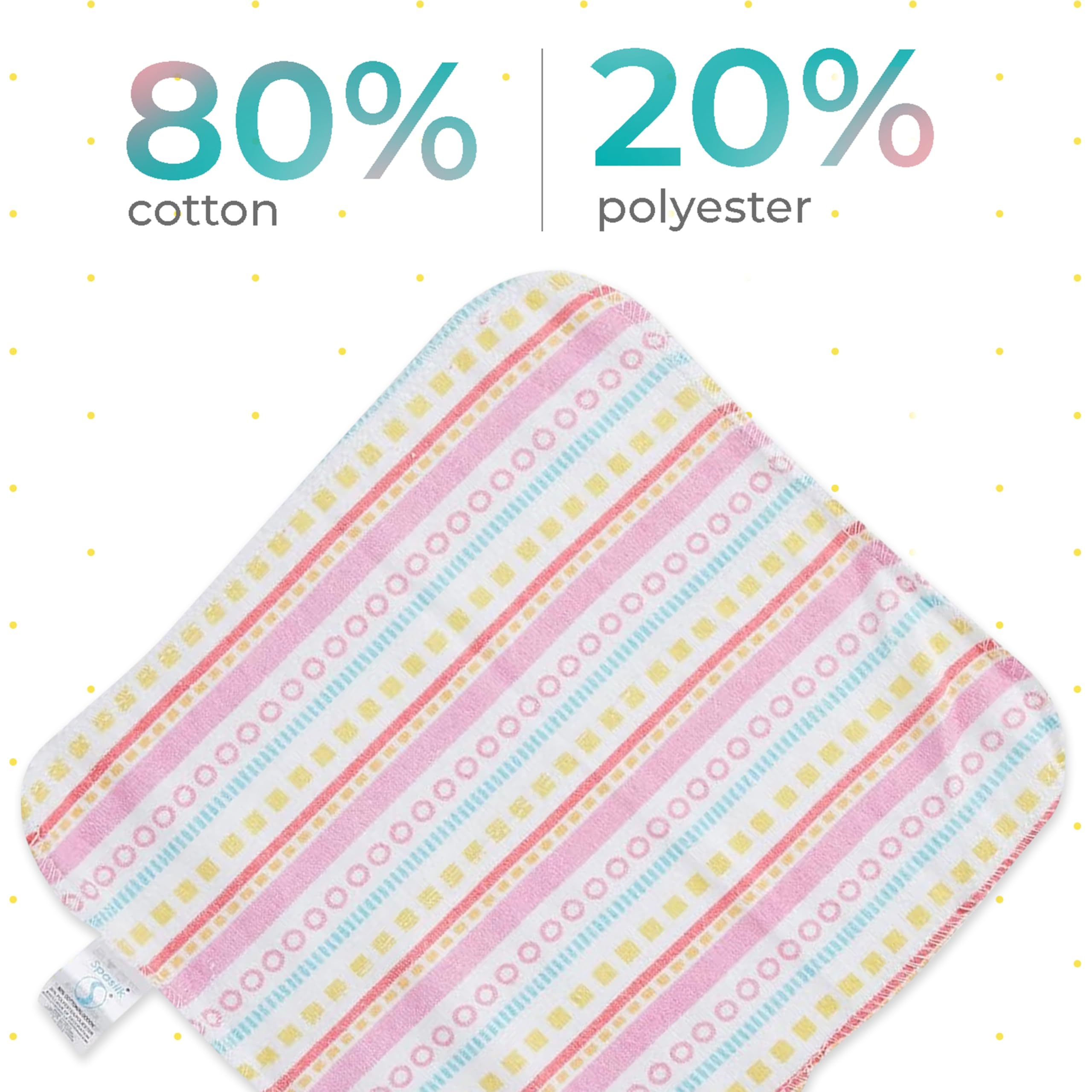 Spasilk Washcloths for Newborn Boys and Girls, Soft Terry Baby Washcloths, Baby Essentials, Ideal, Pink Lines, Pack of 10