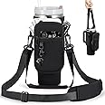 BULKITEM Water Bottle Carrier Bag with Phone Pocket for Stanley 40 & 30 oz Tumbler with Handle,Pink Insulated Neoprene Cup Holder Pouch w/Adjustable Strap for Quencher H2.0 Stanley Cup Accessories