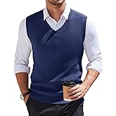 COOFANDY Men's Sweater Vest V Neck Sleeveless Sweater Slim Fit Casual Knitted Vest Sweaters