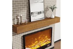 Marsmiles Fireplace Mantel Shelf 60 Inch, Floating Shelves with Solid Ash Veneer Over Engineered Wood, Wall Mounted Rustic Wooden Display Shelves, 60W x 6H x 8D, Light Walnut