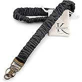 MyfavoriteK Stretchy Scrunchie Teacher Lanyard for ID Badges Denim-Style Neck Lanyard with Retractable Badge Holder for Keys