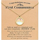 Eryuor Silver/Gold Mustard Seed Necklace Baptism Confirmation First Communion Catholic Christian Gifts for Teens Girls Women
