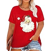 Plus Size Women's Christmas Crew Shirt - Graphic Tee with Xmas Lights Design - Holiday Top