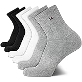 Tommy Hilfiger Mens Quarter Socks - 6 Pack Athletic Performance Cushioned High Quarter Length Ankle Socks for Men for Running