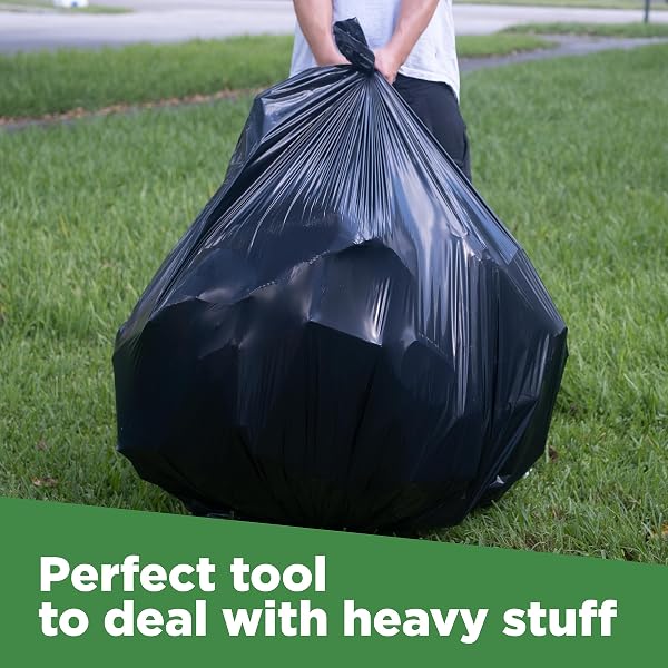 TOUGHBAG 95-96 GALLON EXTRA-LARGE TRASH BAGS, 61X68” BLACK GARBAGE BAGS, 1.2 MIL THICK (25 COUNT), HEAVY-DUTY OUTDOOR 95 GALLON TRASH BAGS – FOR STORAGE, CUSTODIAL, LANDSCAPE – MADE IN USA