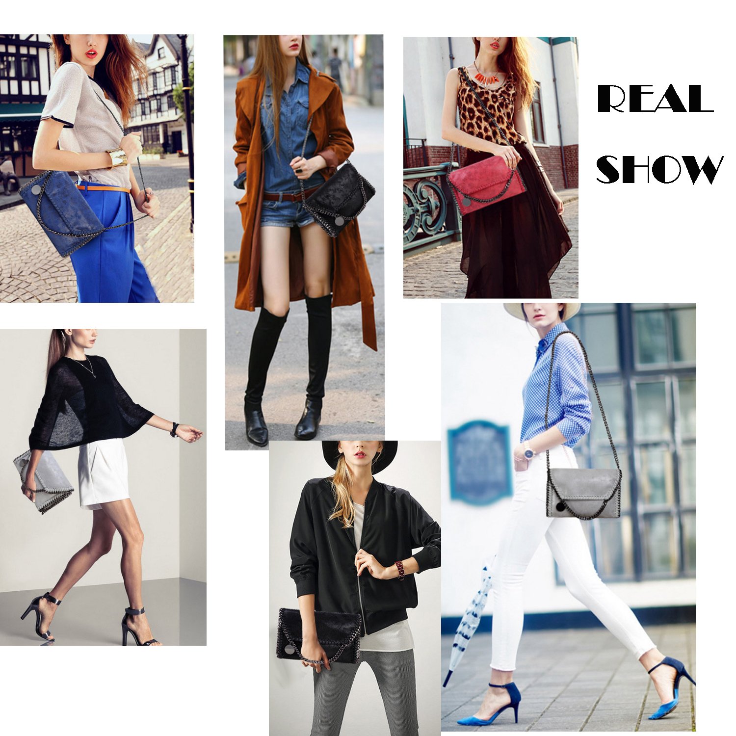 Valleycomfy Damen Handtaschen Clutches Elegante Schultertasche Metallic Kette Riemen PU Leder Cross Body Taschen Handtasche