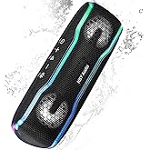 NSY Audio IPX7 Waterproof Bluetooth Speaker, 24H Playtime, LED Lights, TWS Pairing, Small Wireless Speaker for Outdoor Party, Beach, Travel, Pool, Black