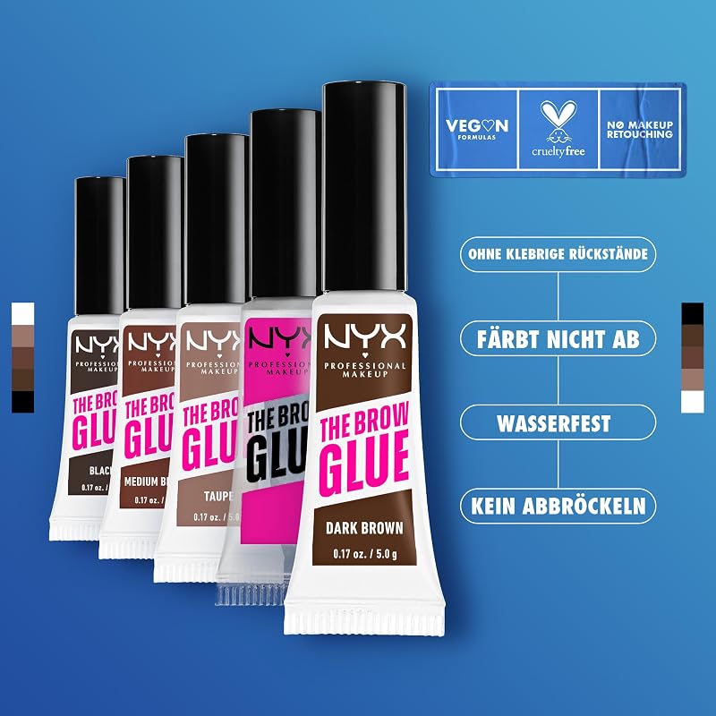 NYX PROFESSlONAL MAKEUP Augenbrauengel für einen Lifting-Effekt, Professional Brow Glue, Instant Styler, Für Augenbrauen wie laminiert, Dark Brown