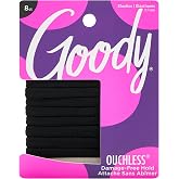 Goody Ouchless Seamless Hair Elastics, 8 Ct, Black, Damage-Free Gentle Hold Elastic Ties, No Snag or Pull, For All Occasions, Chic Styling Accessories for Women &amp; Men, All Hair Types