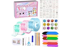 VOD VISUAL Nano Tape Bubble Kit，Nano Bubble Tape for Kids,Magic Tape with Sparkling Powder, Sequin Clay, Handmade DIY Squeezing, Blowing and Bubble Decompression Toys 3 Rolls Glittery Nano Tape Red,Purple,Blue